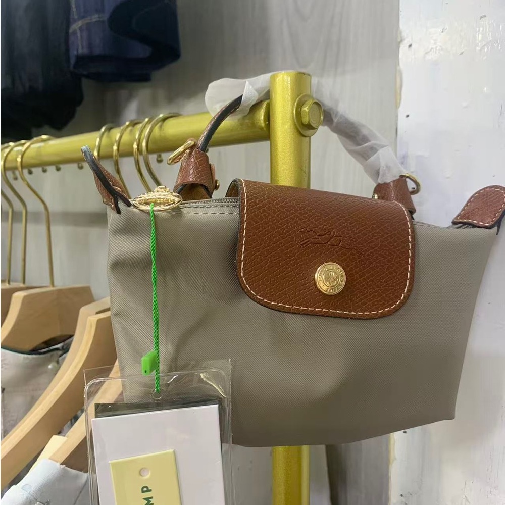 Classic Small Crossbody Bag in Taupe with Brown Trim
